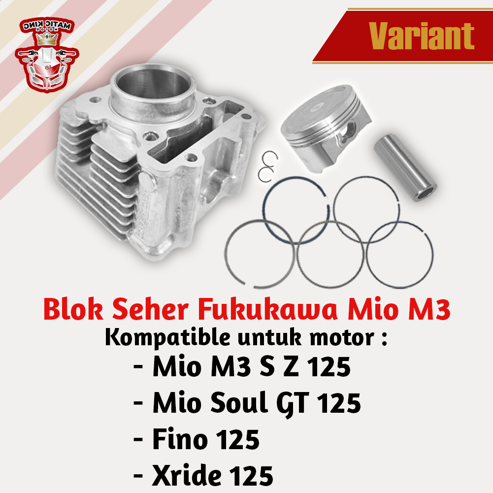 Jual Blok Seher SET Cylinder Comp Mio M3 S Z Soul GT Fino Xride 125cc