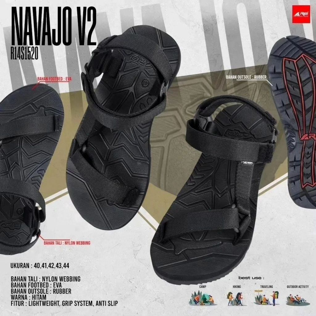 Jual Sandal Gunung Pria Palang Navajo V Palang Garuk Tali Polos Arei