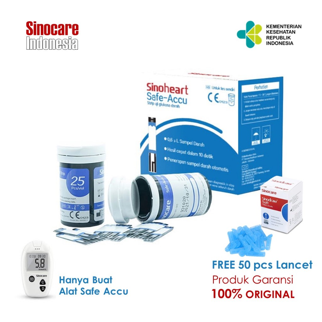 Jual Strip Uji Gula Darah Sinocare Safe Accu Isi Pcs Shopee