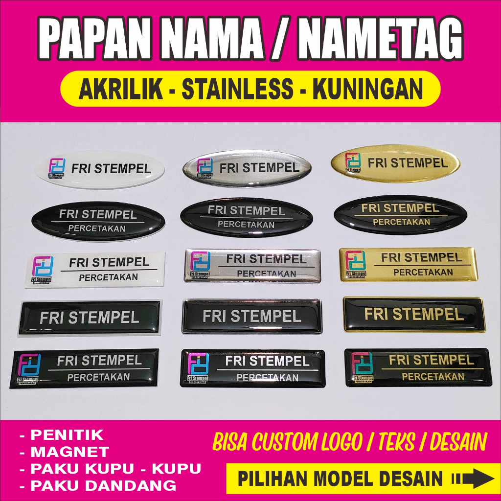 Jual Papan Nama Dada Nametag Berlapis Resin Bening Bahan Akrilik