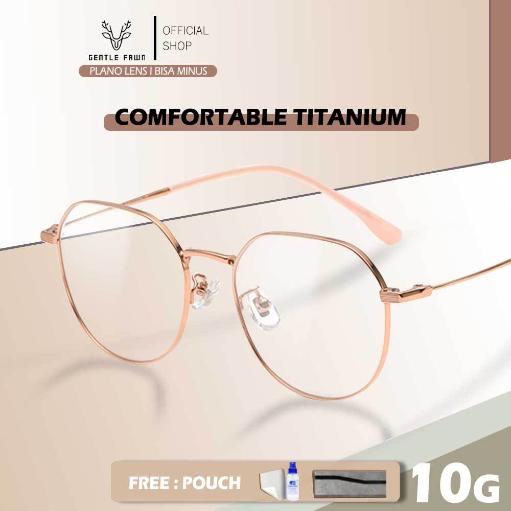 Jual Gentle Fawn Frame Kacamata Titanium Ringan Kuat Lensa Plano Bisa