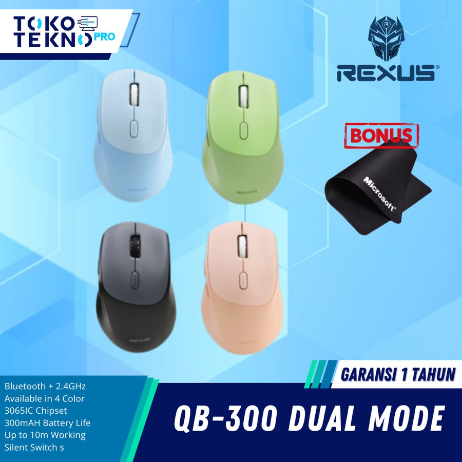 Jual Rexus QB300 QB 300 Mouse Office Wireless Bluetooth Dual Mode