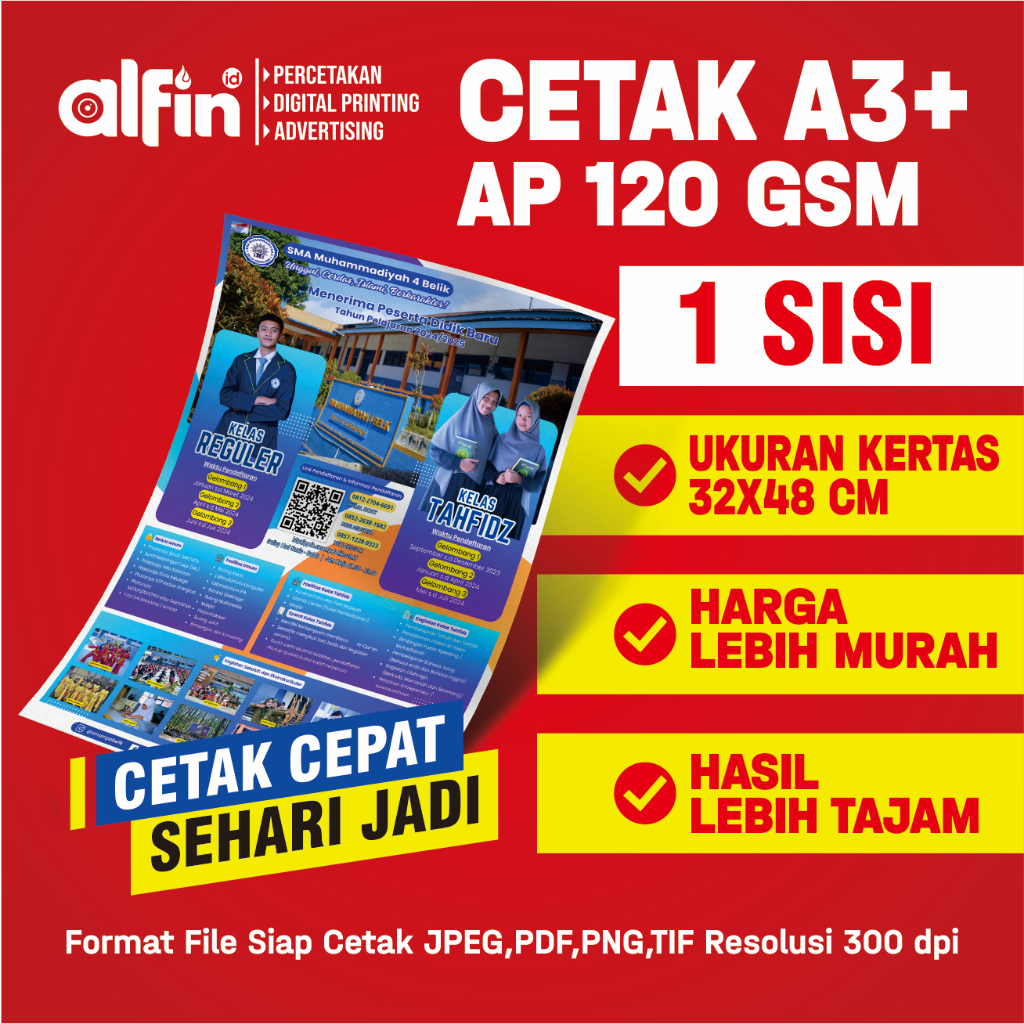 Jual CETAK A3 ART PAPER 120 1 SISI PRINT A3 ART PAPER 120 GSM