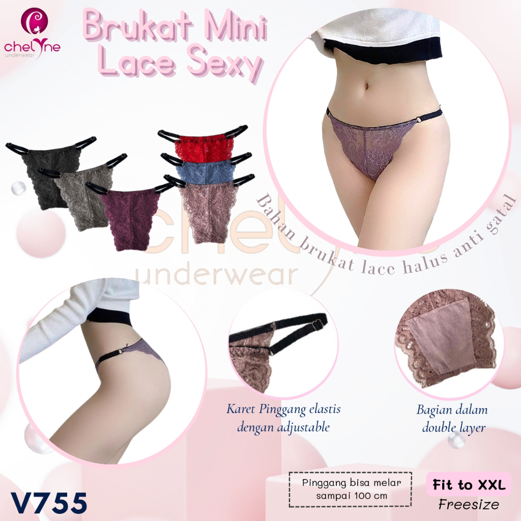 Jual Vz Lingerie CULOTTE 634 CD G String Brukat Halus Karet Samping