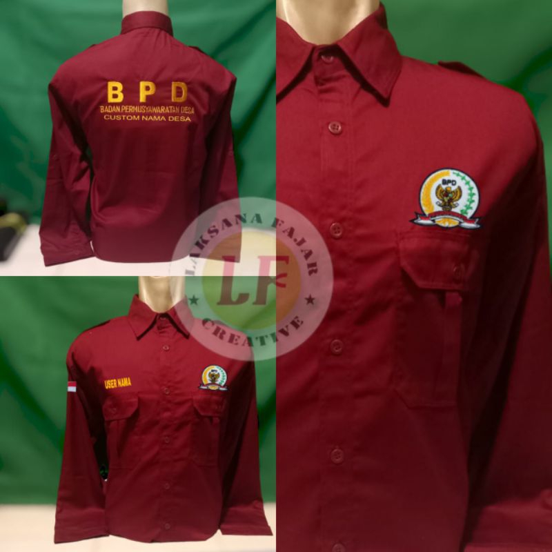 Jual Kemeja BPD Lengkap Pilihan Warna Full Bordir Custom Sesuai Request