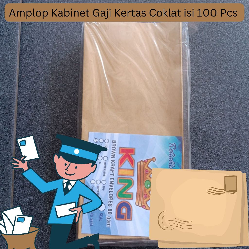 Jual AMPLOP KABINET GAJI KERTAS COKLAT MEREK KING 1 PAK ISI 100 PCS