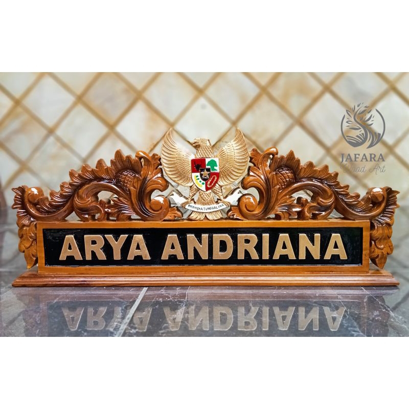 Jual Papan Nama Jabatan Meja Kantor Ukir Kayu Jati Custom Shopee