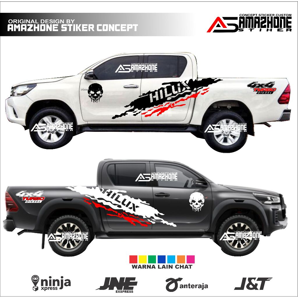 Jual Stiker Mobil Hilux 4x4 Stiker Cutting Body Striping Samping Mobil