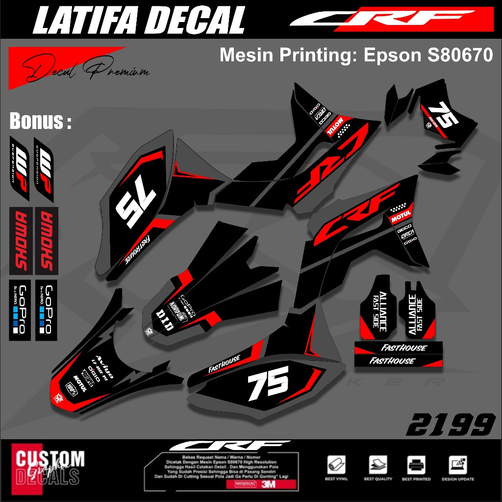 Jual Sticker Decal CRF 150 L Decal CRF Super Glosy Free Custom Desain