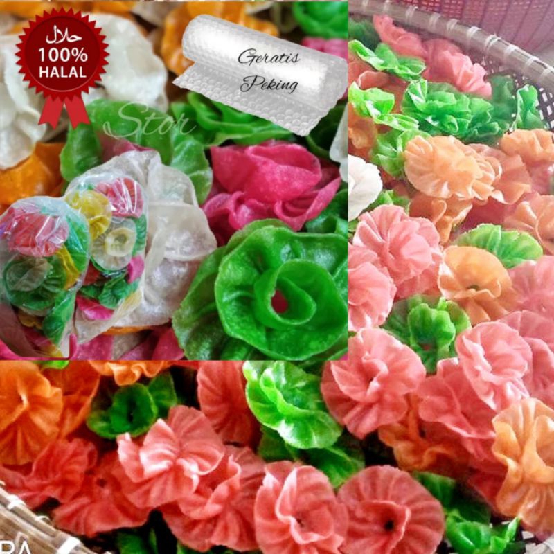 Jual Kerupuk Kueh Dapros Kembang Rose Mentah Isi 45 Pcs 1 Bungkus