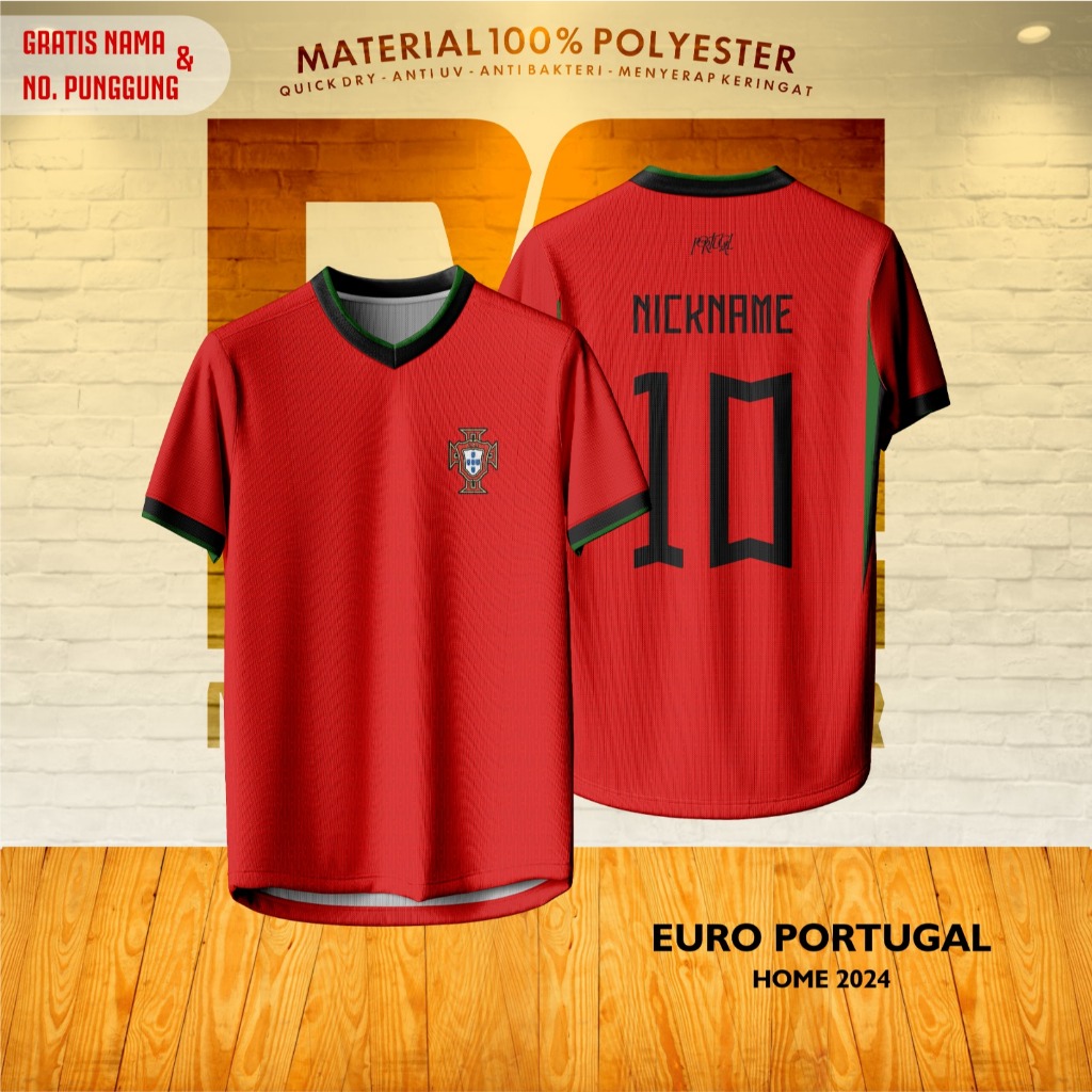 Jual Jersey Kaos Baju Atasan Suporter Euro Portugal Home Shopee