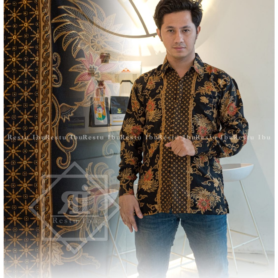 Jual Star Seller Kemeja Cowok Batik Tangan Panjang Batik Bahan Foil