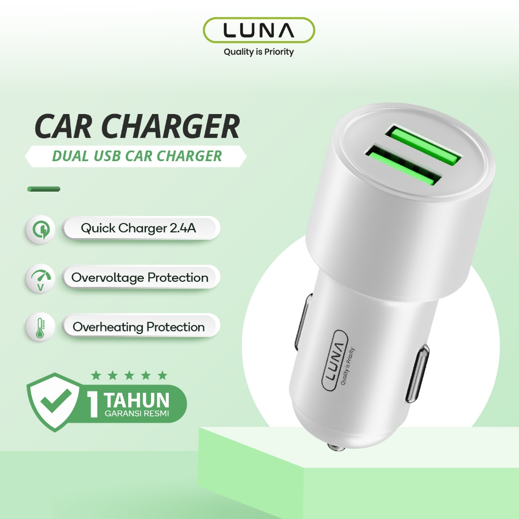 Jual Luna Car Charger Mobil Motor Dual Ports Fast Charging A Smart