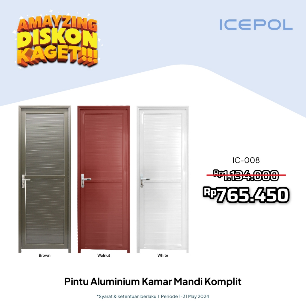 Jual Icepol Pintu Kamar Mandi Full Alumunium Komplit Set Plus Kusen