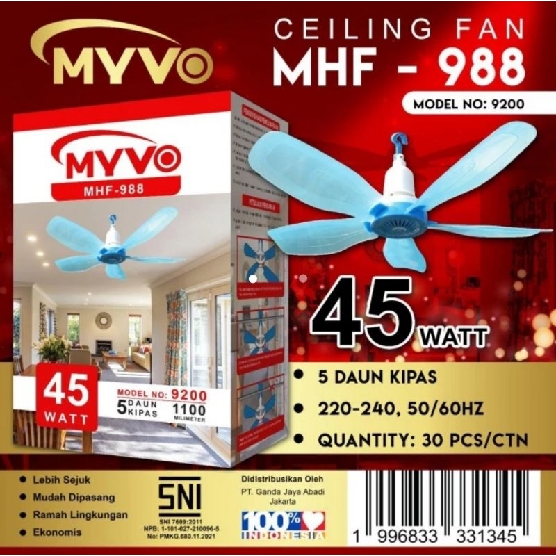 Jual Kipas Angin Gantung Watt Baling Helifan Myvo Shopee Indonesia