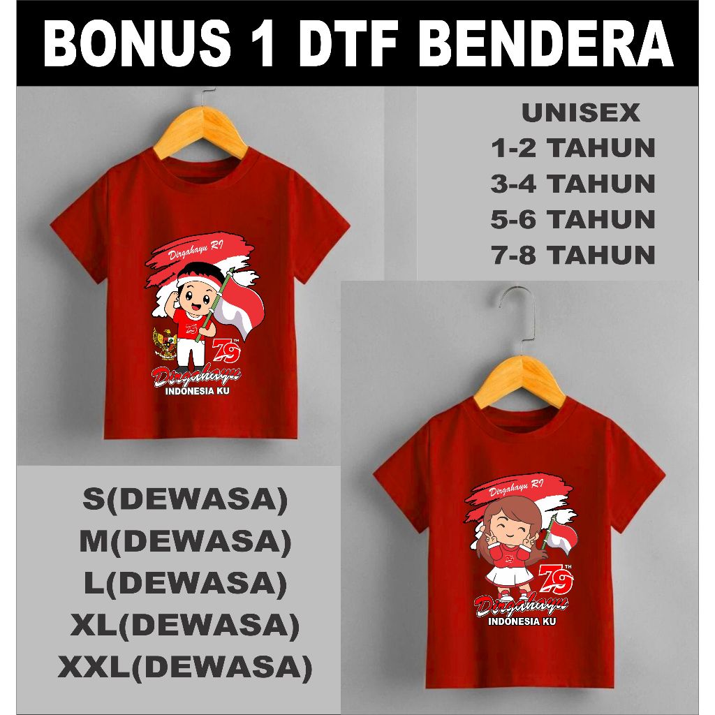 Jual Beli 10 Kaos Bonus 1 Kaos Dan 10 Stiker Bendera Dtf Kaos Hut Ri