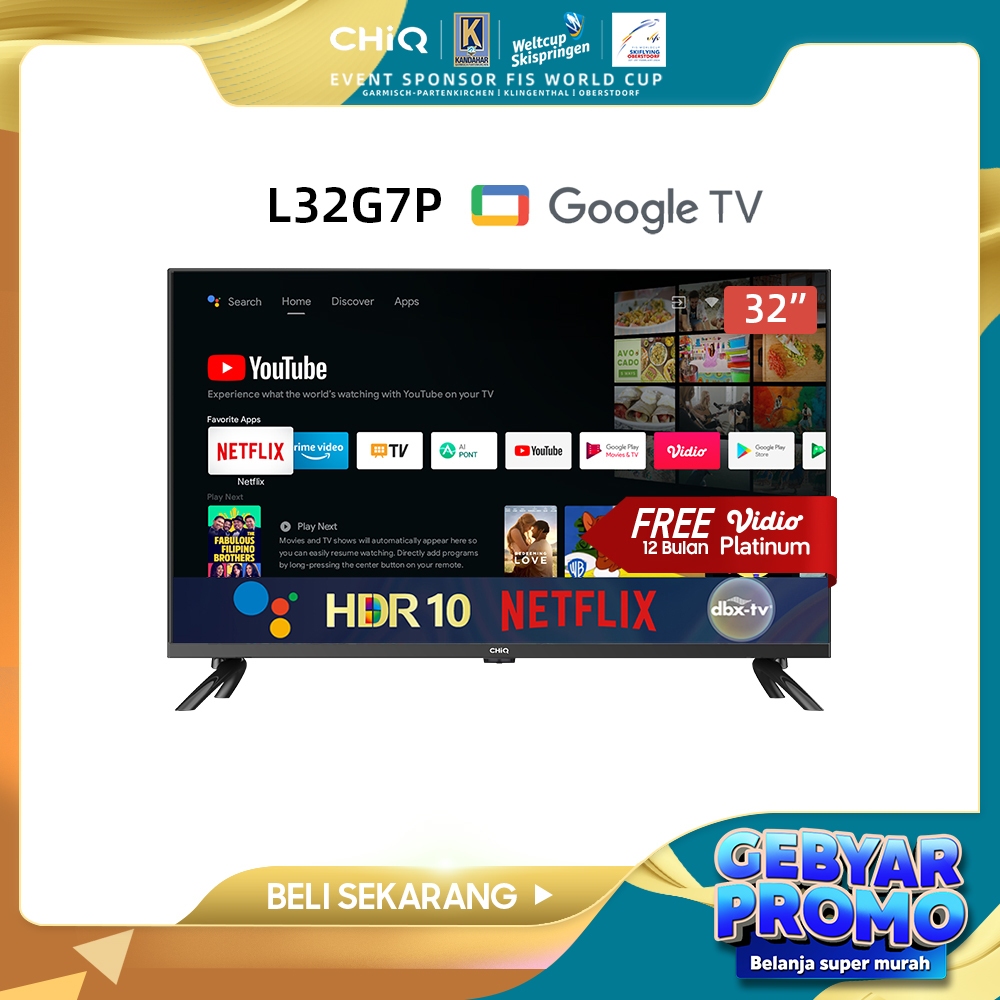 Jual Google TV CHiQ 32 Inch Newest Android 11 Frameless Smart TV