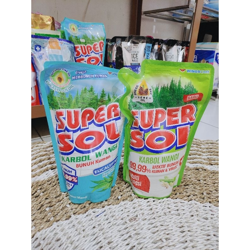 Jual Super Sol Supersol Karbol Pembersih Lantai 750ml Pouch Sereh Pine