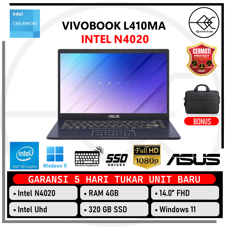 Jual Laptop Sekolah Asus Vivobook E Ma L Ma Intel N Ssd Gb