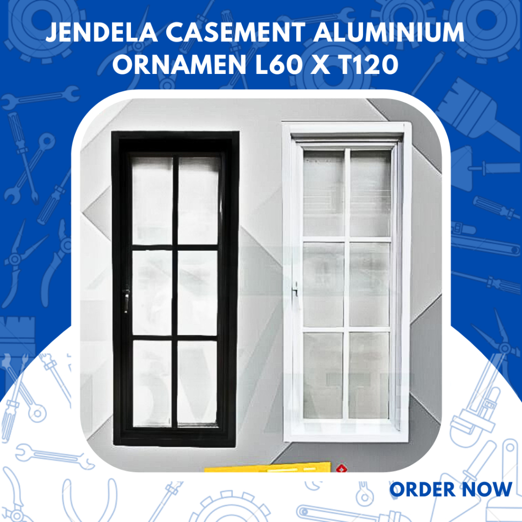 Jual Jendela Casement Aluminium Ornamen L X T Putih Dan Hitam