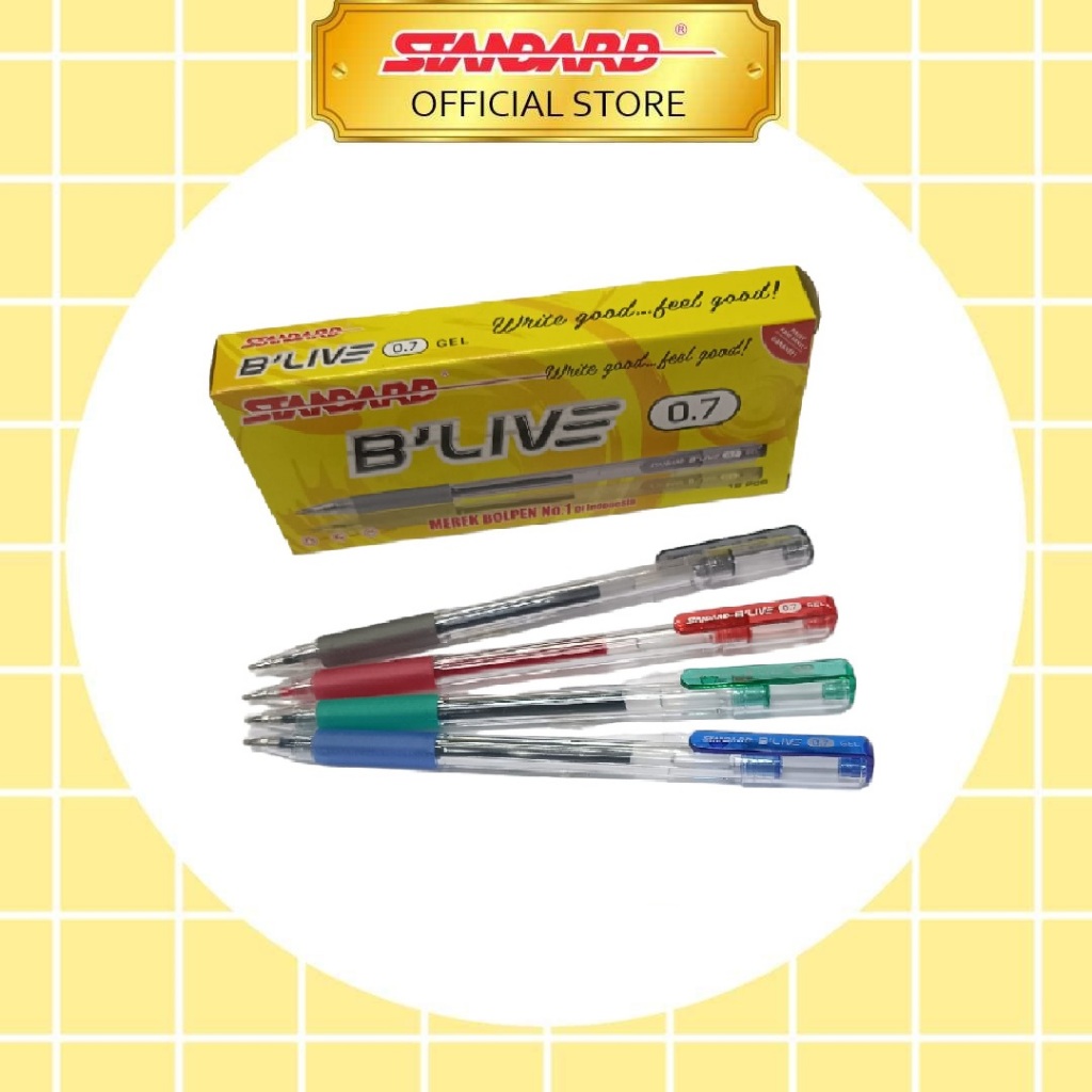 Jual Standard Pen Blive 0 7 Gel Isi 12 Pcs Pulpen Pena Ballpoint