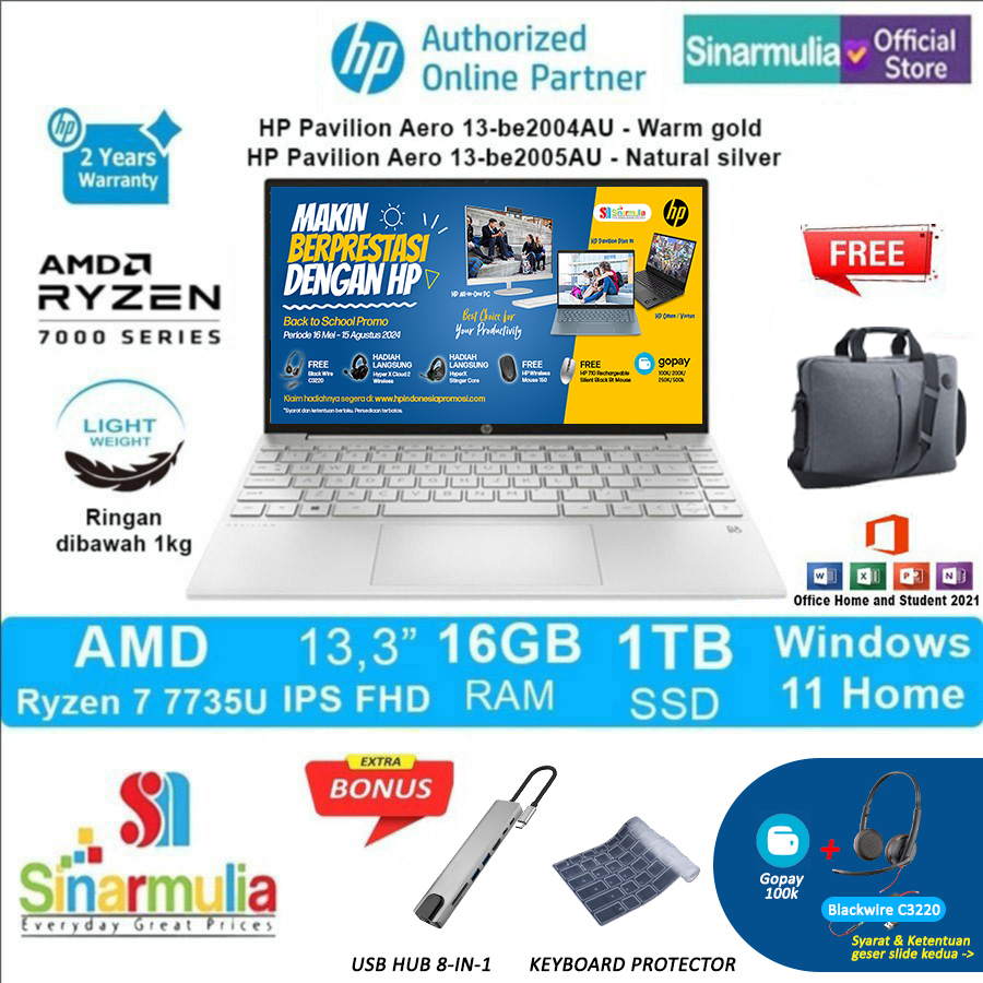 Jual Laptop Hp Pavilion Aero Be Au Be Au Ryzen U Tb Ssd