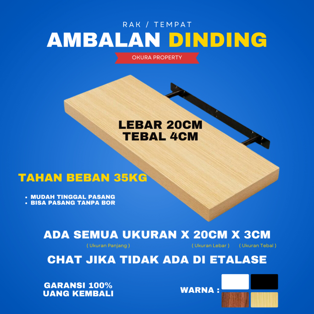 Jual Rak Ambalan Dinding Minimalis Hiasan Papan Hambalan Kayu Laci