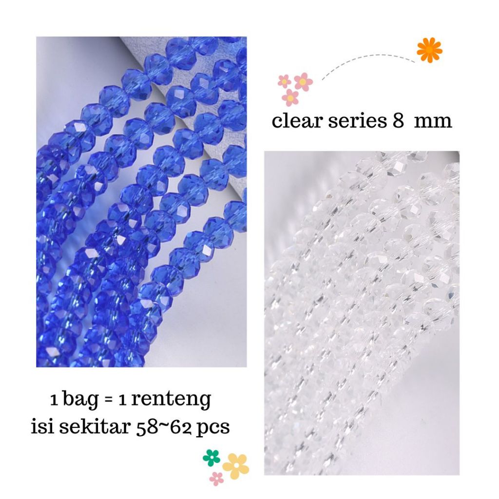 Jual 1 Bag Manik Manik Kristal Bakpau Ceko 8 MM CLEAR BENING SERIES