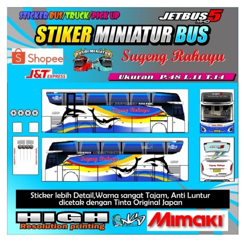 Jual Stiker Miniatur Bus Sugeng Rahayu JB5 Shopee Indonesia