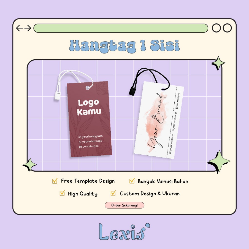 Jual Hang Tag Baju 1 Sisi FREE DESIGN Label Baju Cetak Hang Tag