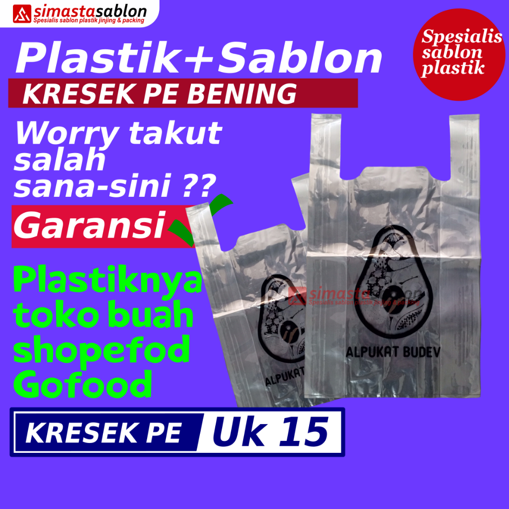 Jual Sablon Kantong Plastik Kresek Pe Bening Ukuran Jinjing Tebal