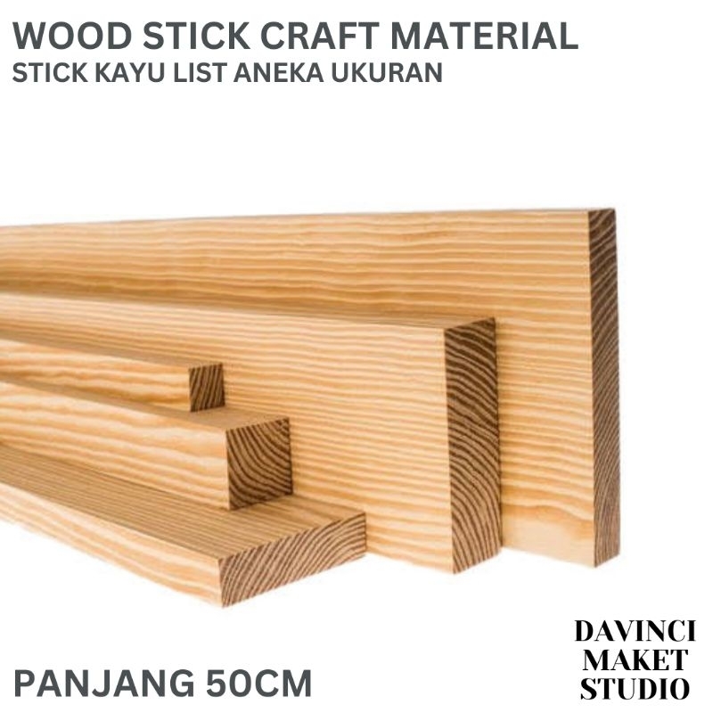 Jual Pine Wood Square Stick Stik Kayu Pinus Jati Belanda Kotak