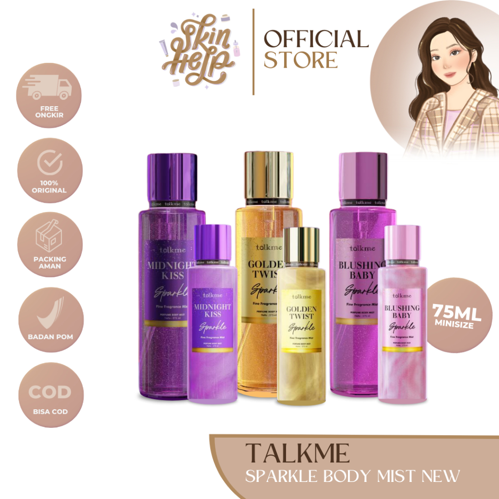 Jual READY TALKME Sparkle Body Mist Parfume Midnight Kiss Blushing