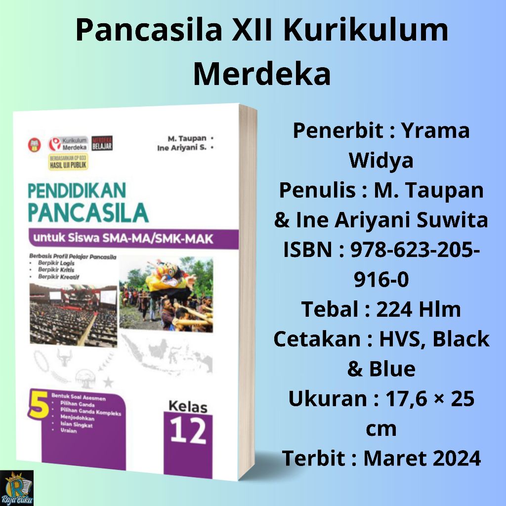 Jual BUKU PENDIDIKAN PANCASILA UNTUK SISWA SMA MA SMK MAK KELAS 12 XII