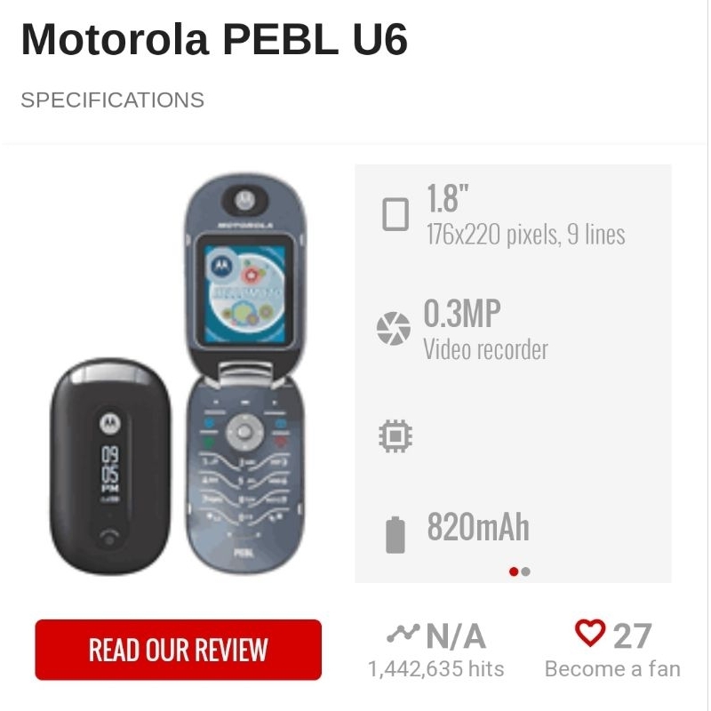 Jual MOTOROLA PEBL U6 HP JADUL LANGKA UNIK CANTIK DAN MENARIK HP