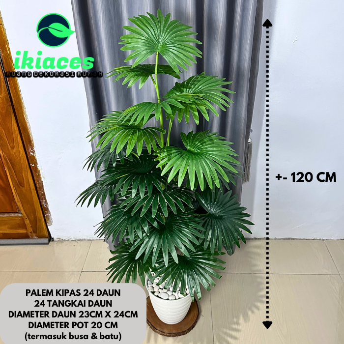 Jual DAUN PALEM KIPAS ARTIFISIAL JUMBO 1 METER POHON HIAS PLASTIK 24