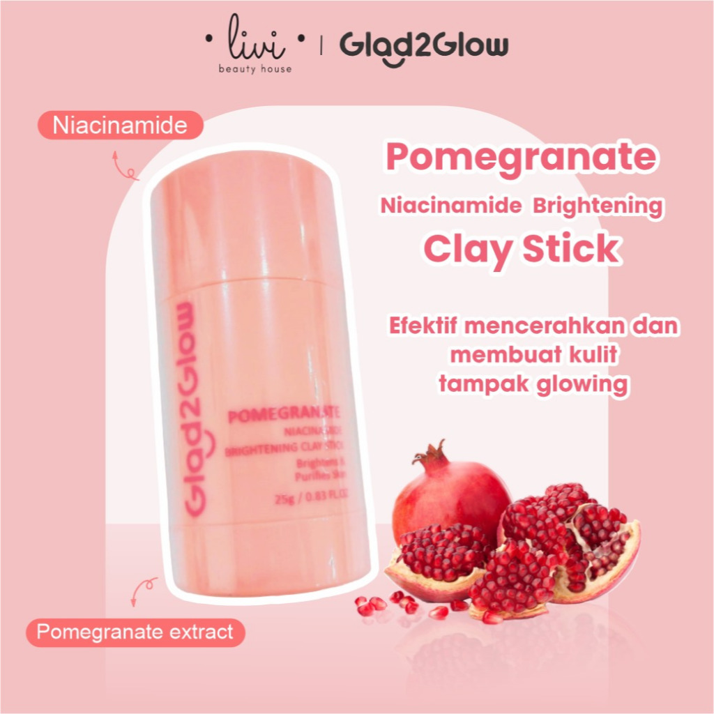 Jual Glad Glow Pomegranate Niacinamide Brightening Clay Stick Pink