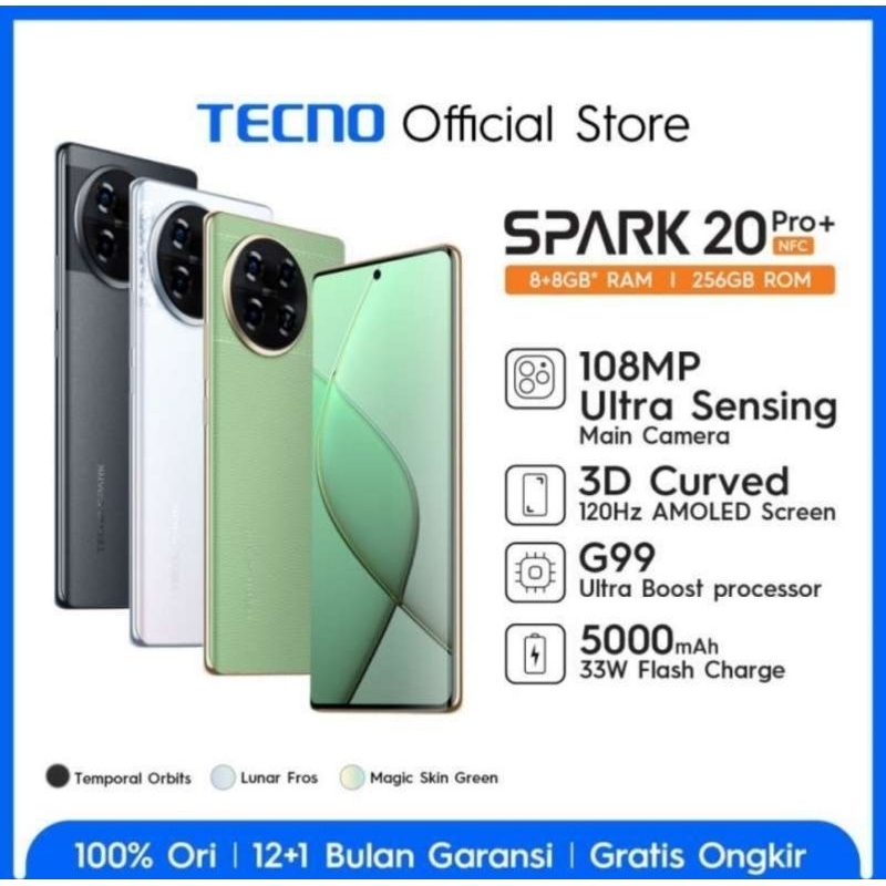 Jual Tecno Spark Pro Plus Layar Lengkung Ram Garansi Resmi