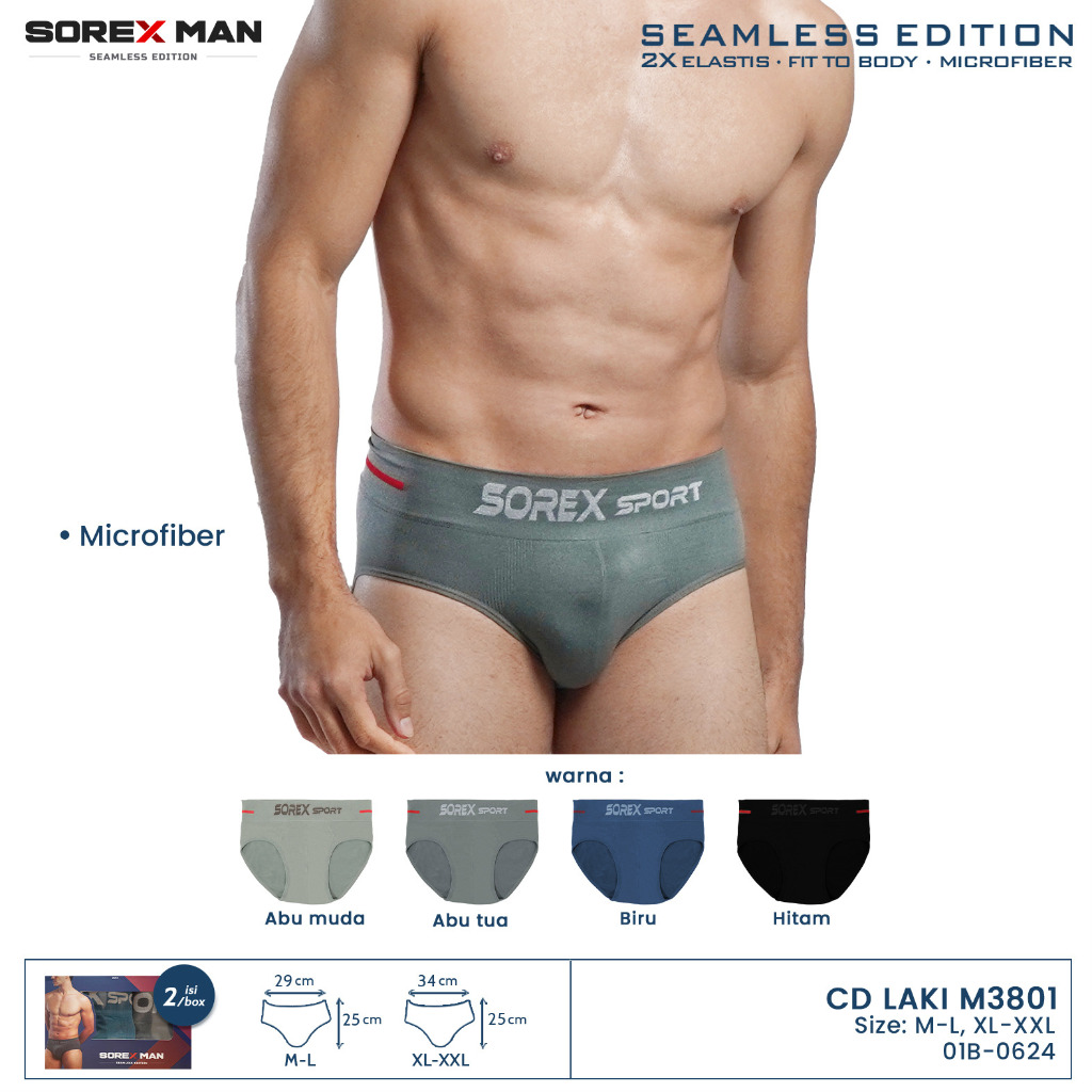 Jual 2 PCS Sorex Man Celana Dalam Segitiga Seamless Edition Brief CD