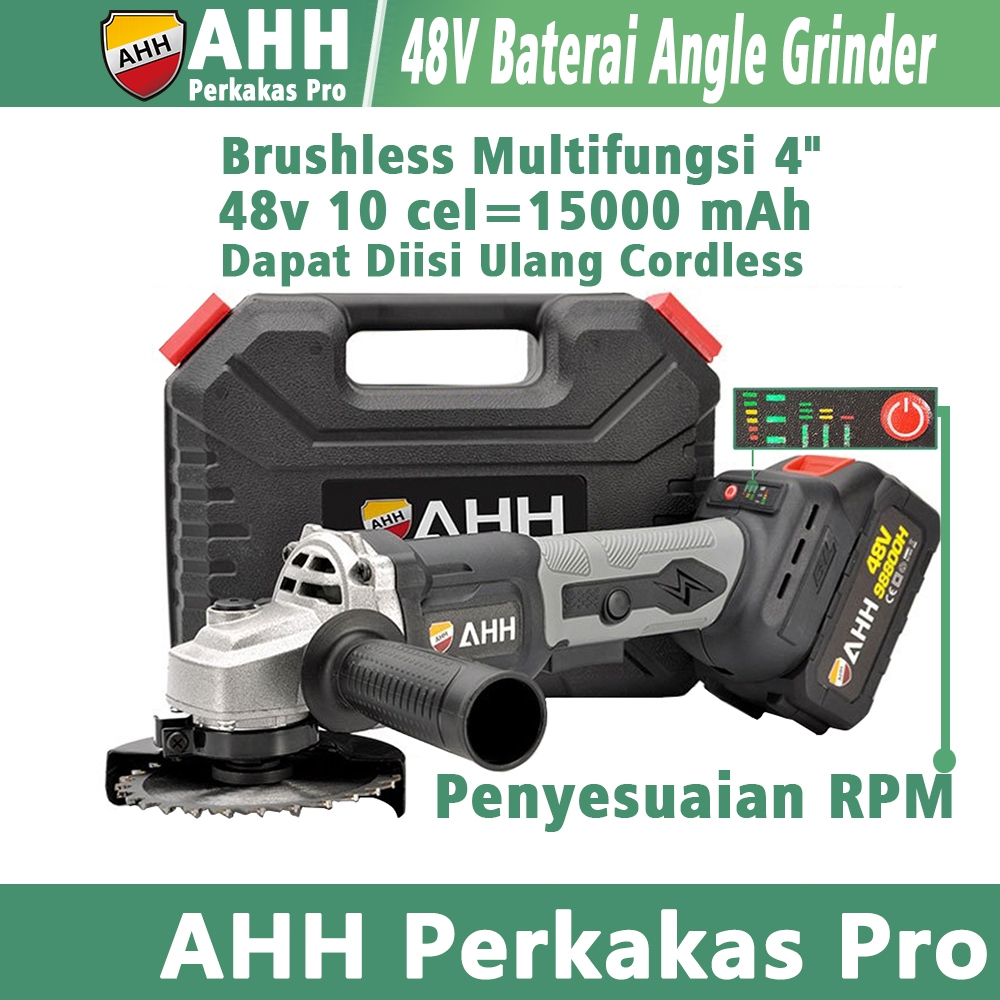 Jual AHH Perkakas Angle Grinder Cordless Baterai Brushless Elektrik