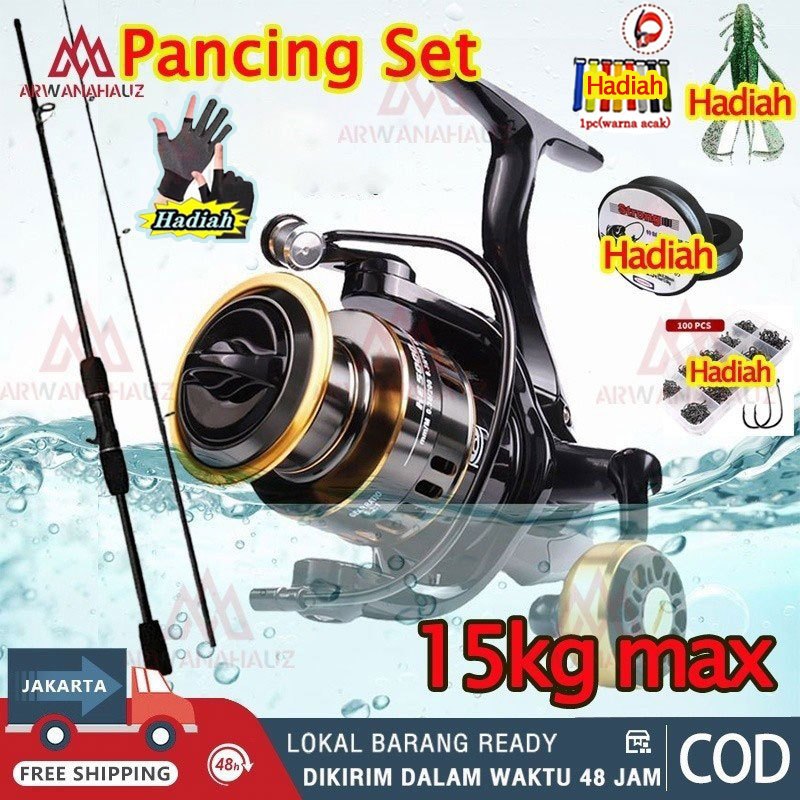 Jual 1 65M 1 8M 2 1M 2 4M Joran Pancing Set 15 Kg Reel Pancing Murah