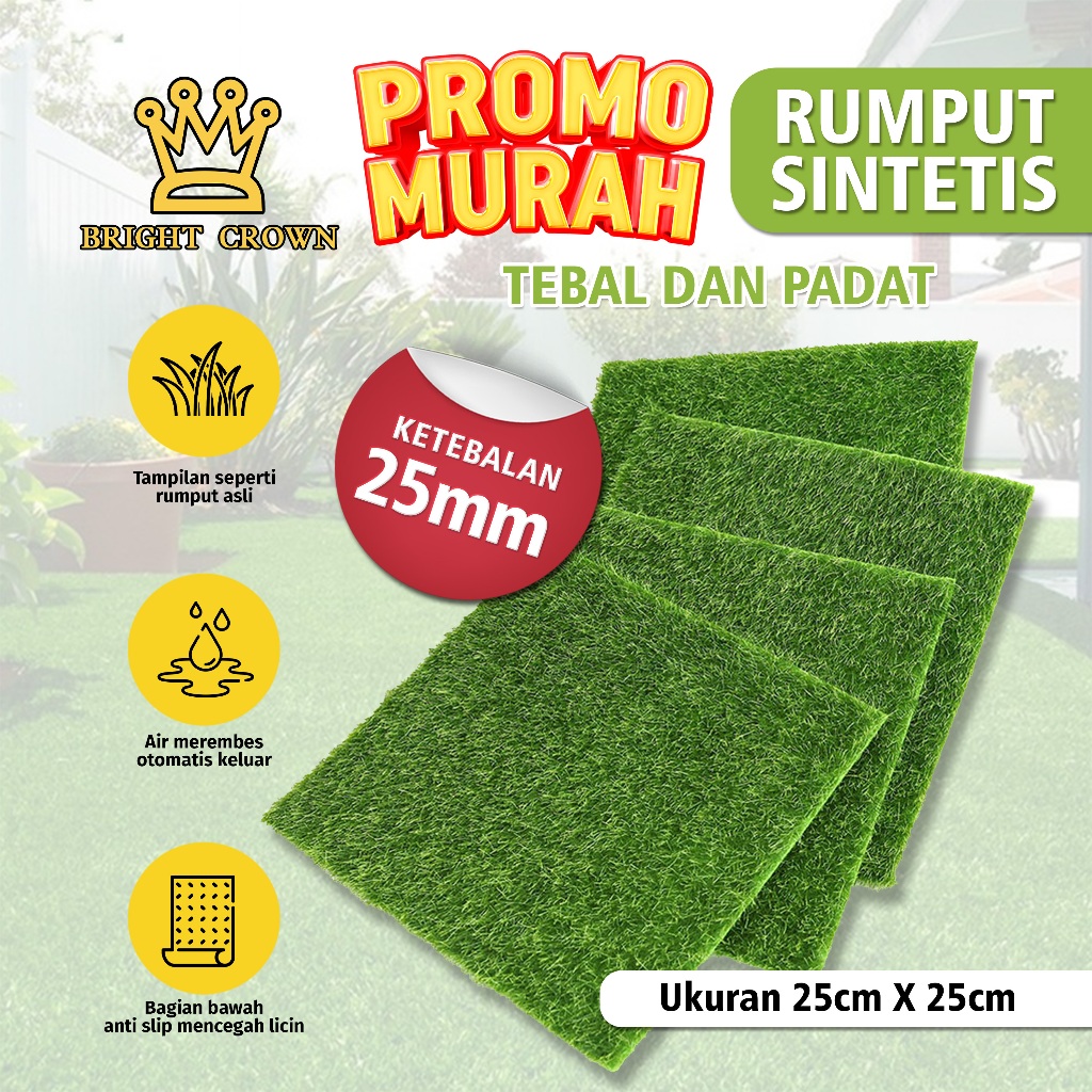 Jual Bright Crown Rumput Sintesis Full Hijau Ketebalan Mm Uk X