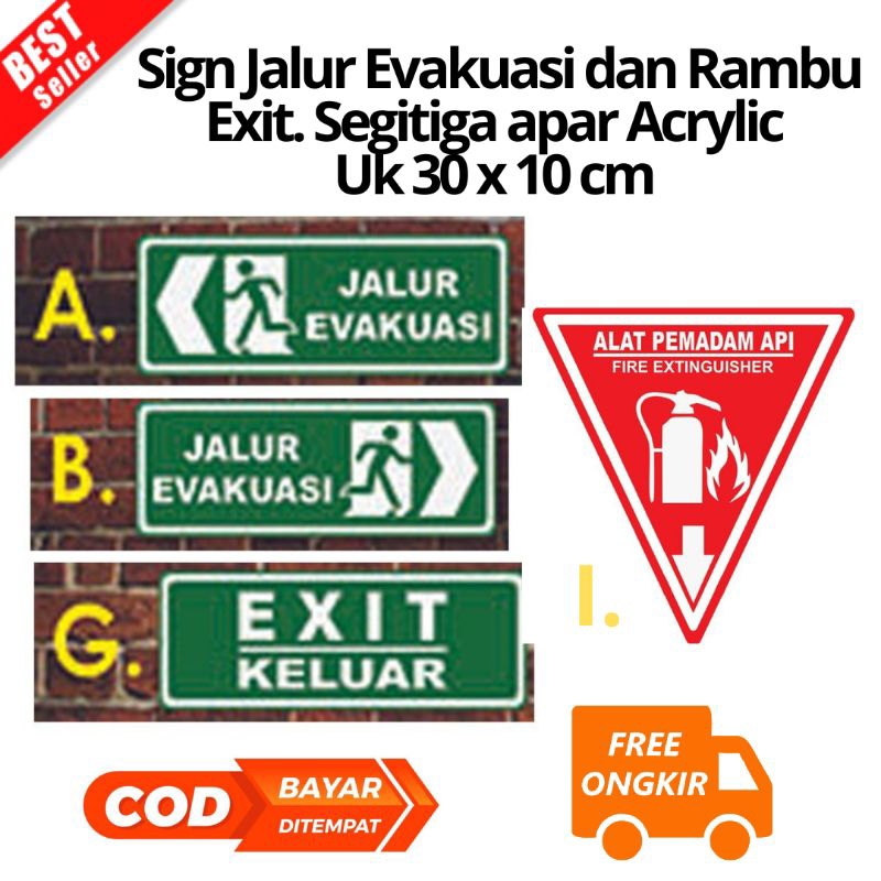 Jual Jk Bayar Di Tempat Sign Jalur Evakuasi Dan Rambu Exit Segitiga