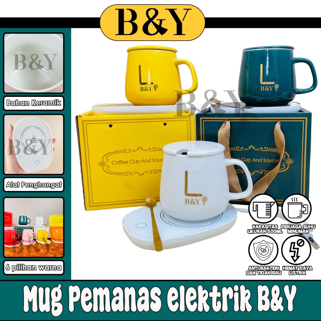 Jual Mug Cangkir Elektrik Set Keramik Pemanas Derajat Penghangat