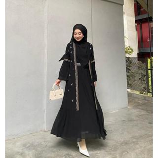 Jual Safwa Abaya Full Bordir Bahan Ceruty Babydoll Mix Bordir Gamis