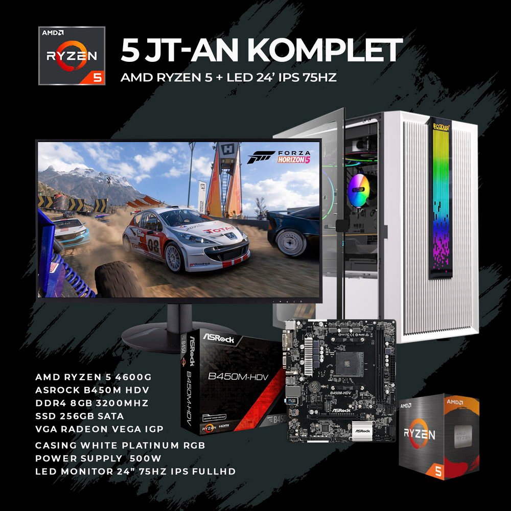 Jual PC GAMING DESAIN AMD RYZEN 5 4600G RAM 8GB SSD 256GB SATA