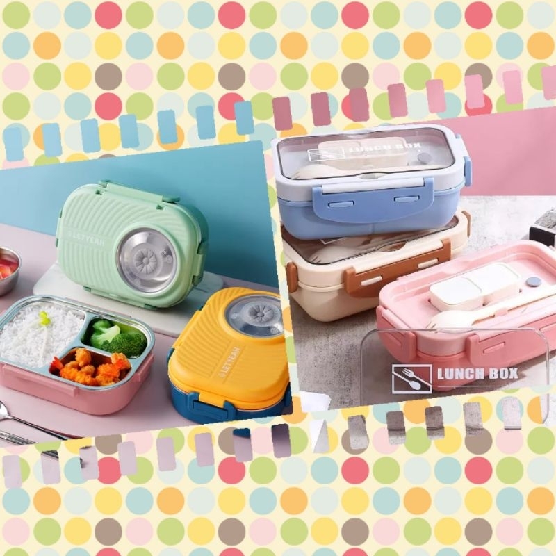 Jual Kotak Makan Lunch Box Set Bento Set Sekat Dengan Sendok