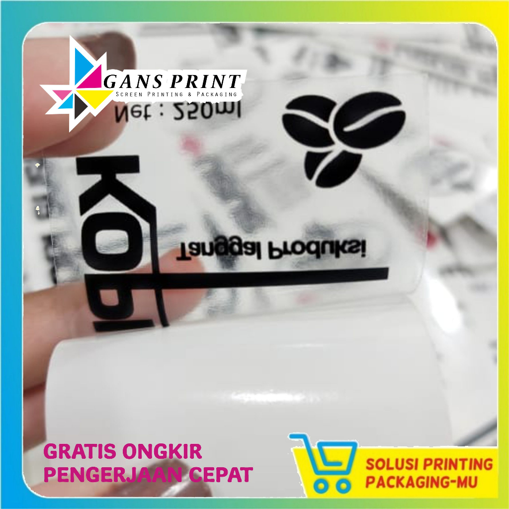 Jual Cetak Label Kemasan Stiker Vynil Transparan Anti Air Cutting