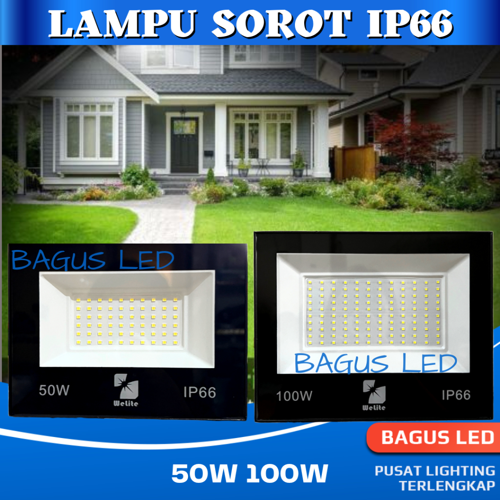 Jual Lampu Sorot Tembak Flood Light LED 50W 100W Outdoor Garansi