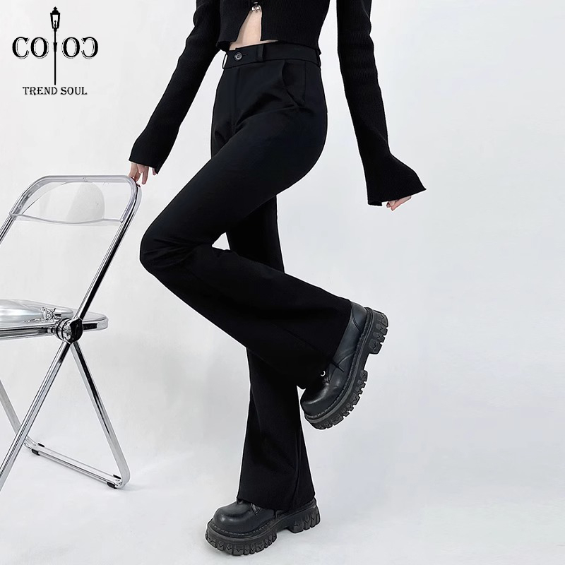 Jual Coco Trend Soul Celana Panjang New Hitam Cutbray Highwaist